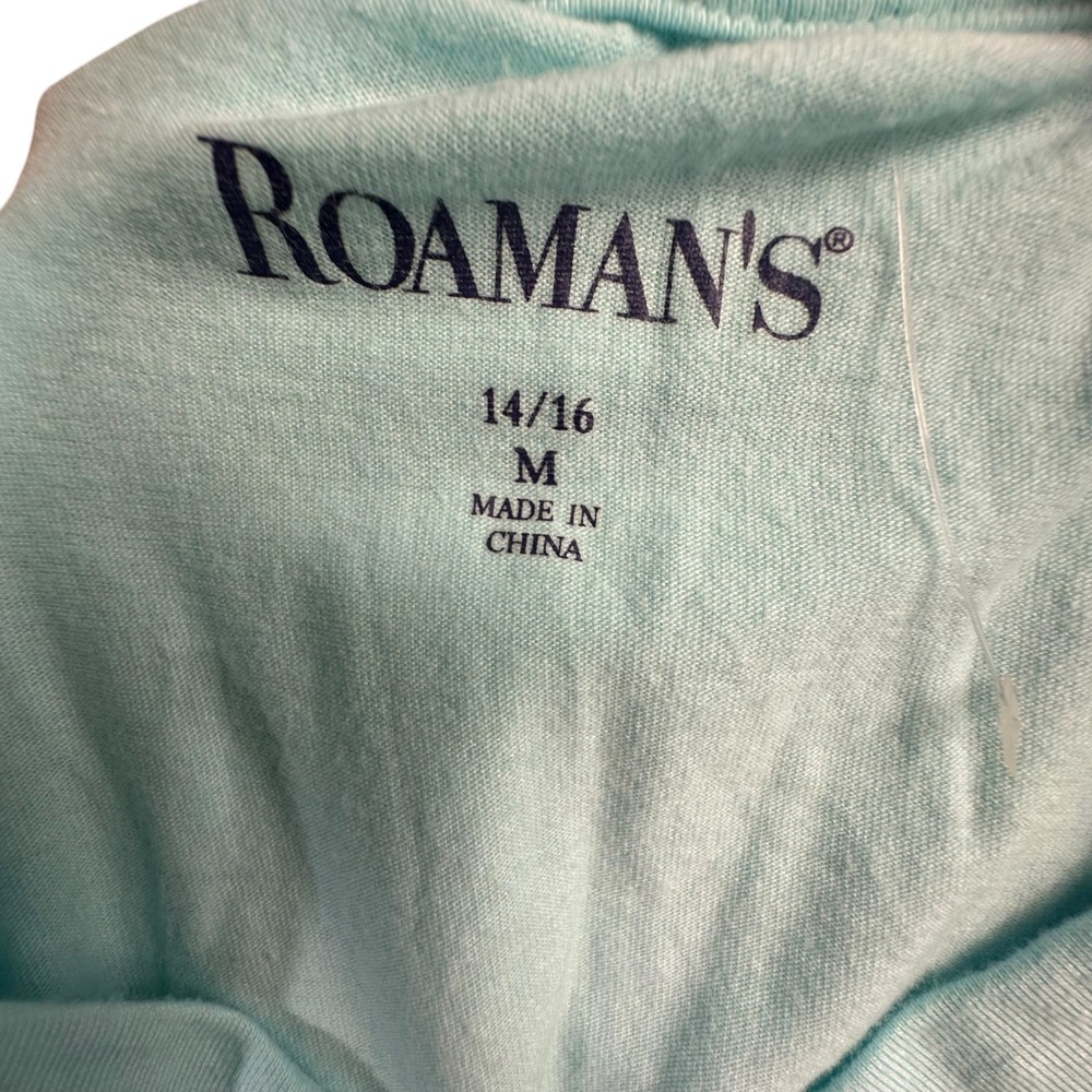 Roamans Plus Size Mint Green Lattice‎ Back Long Sleeve Tunic Top M 1416 - Picture 8 of 8
